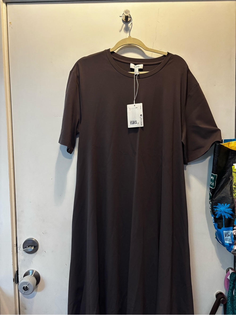 COS Brown Short-Sleeve Midi A-Line Dress - Picture 2 of 3